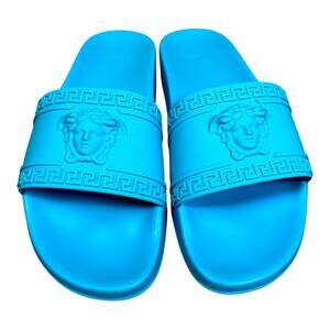 Versace Palazzo Men\'s EU 45 US 12 Sky Medusa Head Blue Pool Slides $395 NIB Versace | Shoes | Versace Palazzo Mens Eu 45 Us 2 Sky Medusa  main image 3